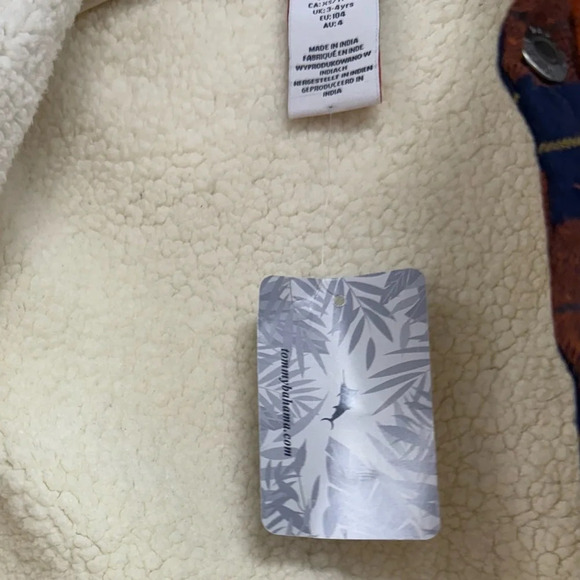 NWT Tommy Bahama Boy’s XS 4 Flannel Shacket Sherpa Lined Orange Blue Shirt NEW - Picture 5 of 7